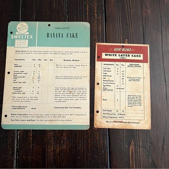 Vintage Commercial Cake Recipe Cards - Picture 1 of 4